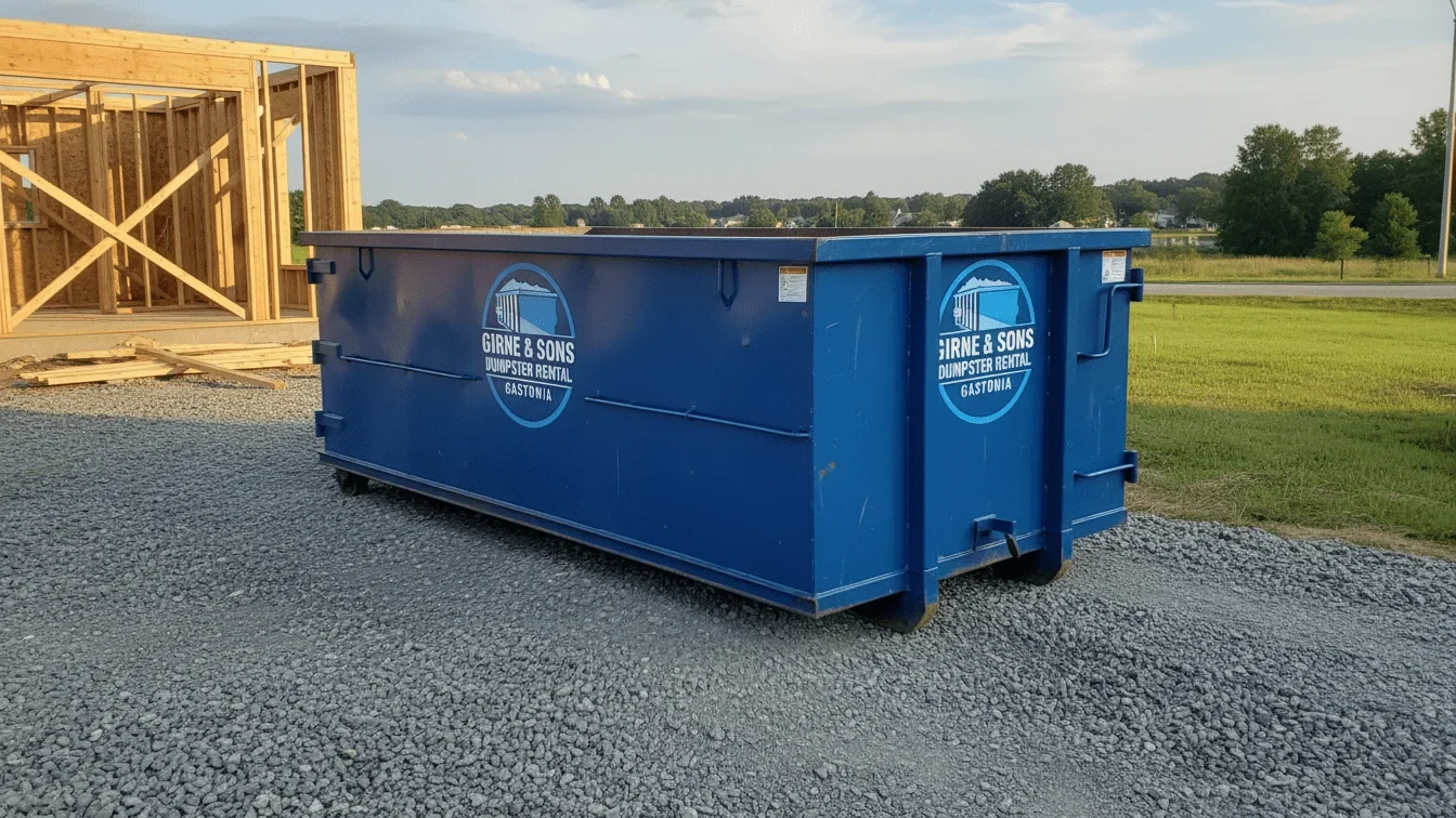 Roll-off dumpster delivered in Belmont, NC by Girne & Sons Dumpster Rental Gastonia Roll-off dumpster delivered in Belmont, NC by Girne & Sons Dumpster Rental Gastonia